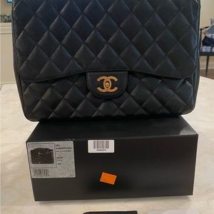 Chanel Classic Bag with Flap, Black, Excellent Condition, 12”x8”x3.5”